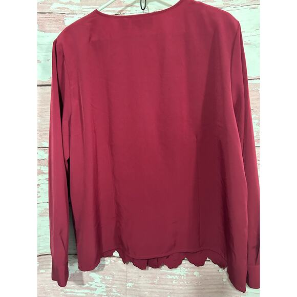 Vintage 80’s Joanna Blouse Cranberry Size XL - Picture 5 of 7